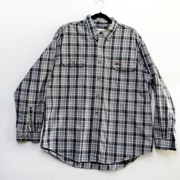Carhartt Other - Carhartt Mens Flannel Shirt XL Gray Plaid Long Sleeve Button Down double pocket